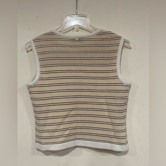 SC000694- ST. JOHN Women's Wool Cotton Stretch Knit Sweater Vest Striped P - Picture 4 of 5